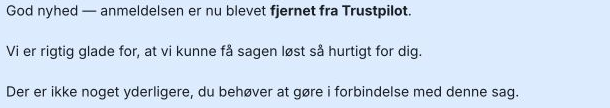 Redigerad Trustpilot-borttagningskorrespondens förhandsvisning